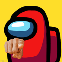 Among red crewmate character with sus sticky note, png